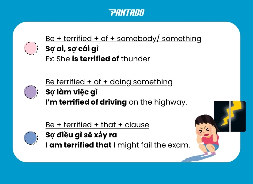 Các câu trúc thường gặp với "Terrified"